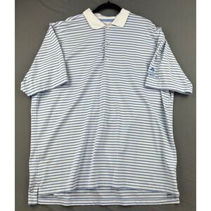 F&G Tech Polo Shirt Mens 2XL Golf Crystal Springs Blue White Striped Performance